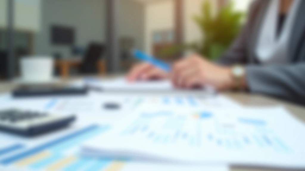 Finanzplanung mit Grafiken, Diagrammen und Dokumenten auf einem professionellen Schreibtisch in modernem Büro