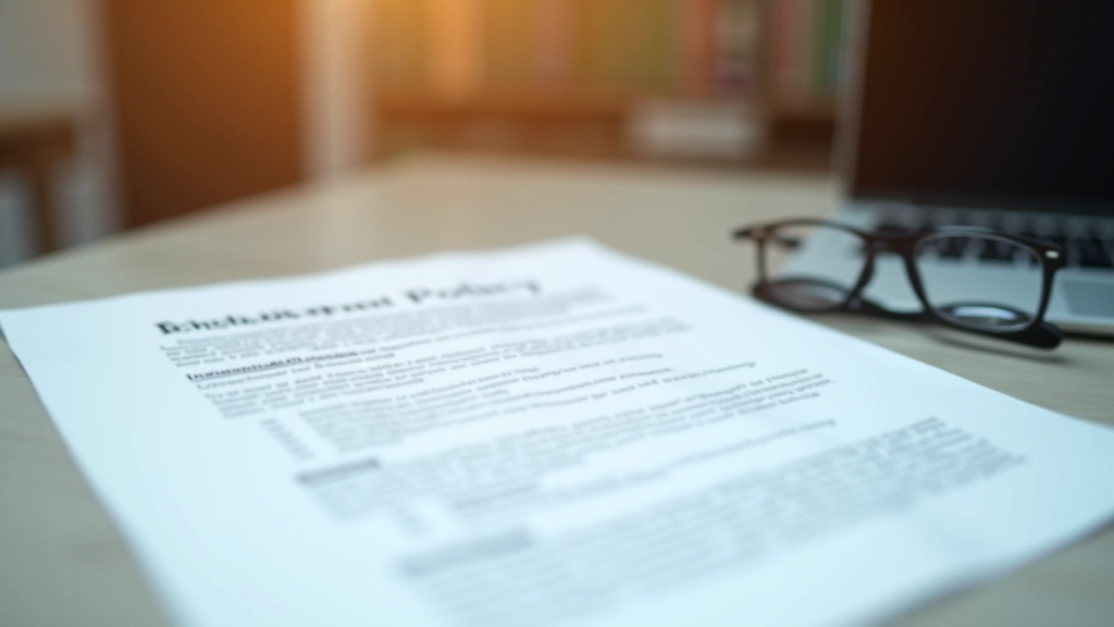 Schreibtisch mit aufgeschlagener Versicherungspolice, Lesebrille und Stift unter warm-diffusem Licht in professionellem Umfeld